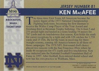 2003-09 TK Legacy Notre Dame Fighting Irish #M96 Ken MacAfee Back