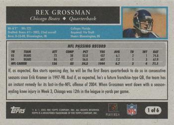2005 Topps Chicago Bears National Convention #1 Rex Grossman Back
