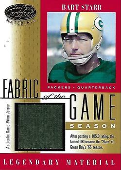 2001 Leaf Certified Materials - Fabric of the Game Gold #FG-3 Bart Starr Front