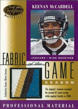 2001 Leaf Certified Materials - Fabric of the Game Gold #FG-129 Keenan McCardell Front