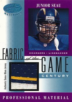 2001 Leaf Certified Materials - Fabric of the Game Platinum Holofoil #FG-128 Junior Seau Front