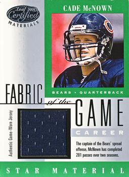 2001 Leaf Certified Materials - Fabric of the Game Silver #FG-75 Cade McNown Front