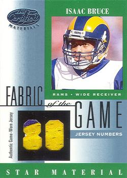 2001 Leaf Certified Materials - Fabric of the Game Silver #FG-86 Isaac Bruce Front