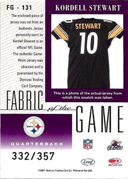 2001 Leaf Certified Materials - Fabric of the Game Silver #FG-131 Kordell Stewart Back