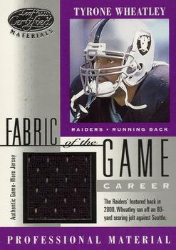 2001 Leaf Certified Materials - Fabric of the Game Silver #FG-145 Tyrone Wheatley Front