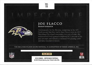 2018 Panini Impeccable - Jerseys #11 Joe Flacco Back