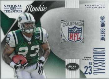 2009 Playoff National Treasures - Rookie Colossal Prime Materials Laundry Tags #25 Shonn Greene Front