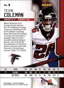 2018 Panini Playoff #9 Tevin Coleman Back