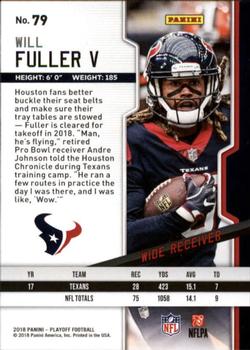 2018 Panini Playoff #79 Will Fuller V Back