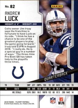 2018 Panini Playoff #82 Andrew Luck Back