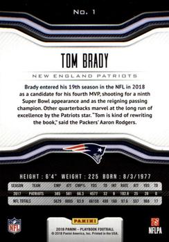 2018 Panini Playbook #1 Tom Brady Back