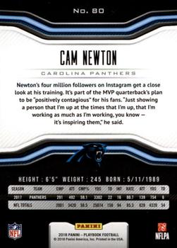 2018 Panini Playbook #80 Cam Newton Back