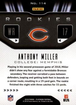 2018 Panini Playbook #114 Anthony Miller Back