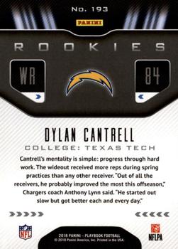 2018 Panini Playbook #193 Dylan Cantrell Back