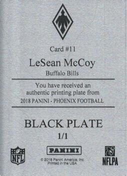 2018 Panini Phoenix - Printing Plate Black #11 LeSean McCoy Back