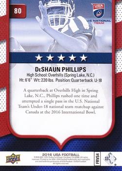 2016 Upper Deck USA Football #80 DeShaun Phillips Back