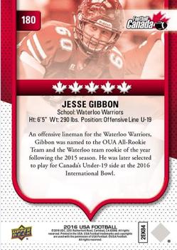 2016 Upper Deck USA Football #180 Jesse Gibbon Back