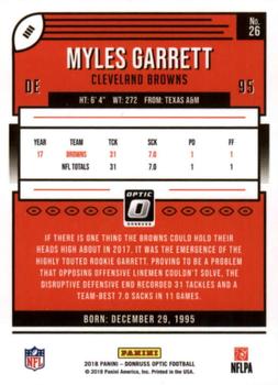 2018 Donruss Optic #26 Myles Garrett Back