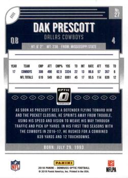 2018 Donruss Optic #27 Dak Prescott Back