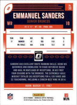 2018 Donruss Optic #30 Emmanuel Sanders Back