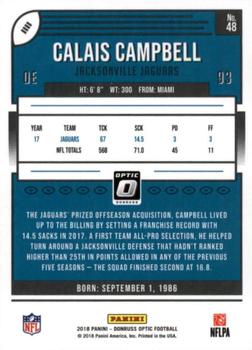 2018 Donruss Optic #48 Calais Campbell Back