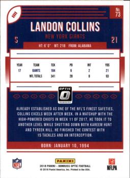 2018 Donruss Optic #73 Landon Collins Back