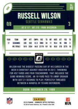 2018 Donruss Optic #89 Russell Wilson Back