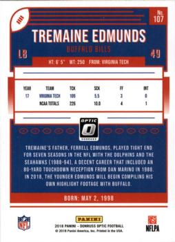2018 Donruss Optic #107 Tremaine Edmunds Back