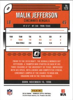 2018 Donruss Optic #123 Malik Jefferson Back