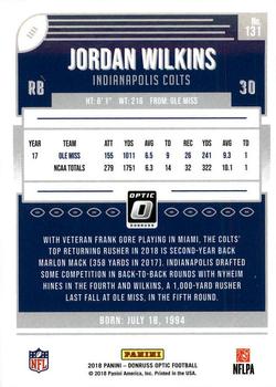 2018 Donruss Optic #131 Jordan Wilkins Back