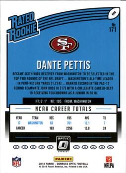 2018 Donruss Optic #171 Dante Pettis Back