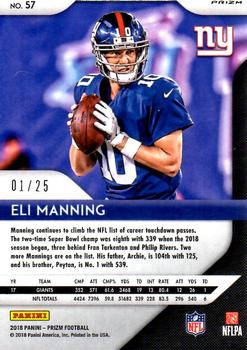 2018 Panini Prizm - Prizm Camo #57 Eli Manning Back