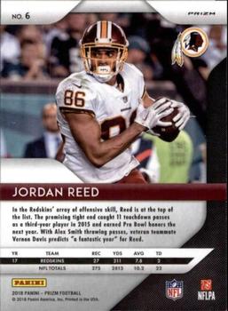 2018 Panini Prizm - Prizm Green #6 Jordan Reed Back