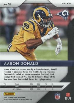 2018 Panini Prizm - Prizm Red White and Blue #91 Aaron Donald Back