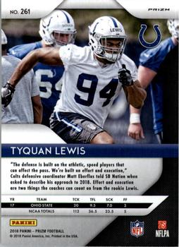 2018 Panini Prizm - Prizm Red White and Blue #261 Tyquan Lewis Back