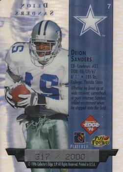 1996 Collector's Edge President's Reserve - Air Force One SN2000 #7 Deion Sanders Back