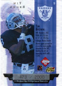 1996 Collector's Edge President's Reserve - Air Force One SN2000 #9 Tim Brown Back