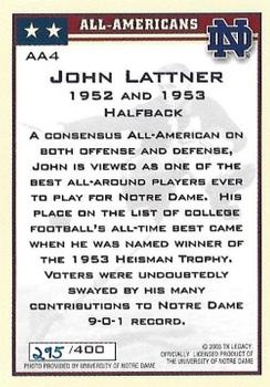 2003-09 TK Legacy Notre Dame Fighting Irish - All-American #AA4 John Lattner Back