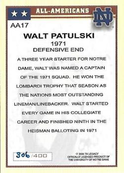 2003-09 TK Legacy Notre Dame Fighting Irish - All-American #AA17 Walt Patulski Back