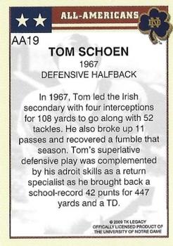 2003-09 TK Legacy Notre Dame Fighting Irish - All-American #AA19 Tom Schoen Back