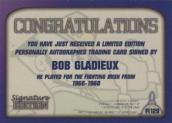 2003-09 TK Legacy Notre Dame Fighting Irish - Fighting Irish Signature Edition #FI29 Bob Gladieux Back