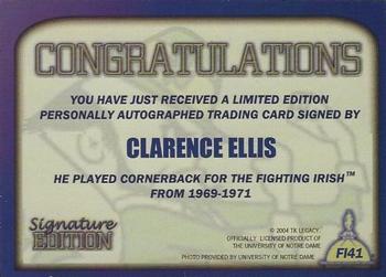 2003-09 TK Legacy Notre Dame Fighting Irish - Fighting Irish Signature Edition #FI41 Clarence Ellis Back