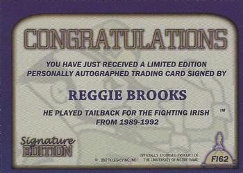 2003-09 TK Legacy Notre Dame Fighting Irish - Fighting Irish Signature Edition #FI62 Reggie Brooks Back