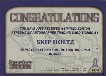 2003-09 TK Legacy Notre Dame Fighting Irish - Fighting Irish Signature Edition #FI74 Skip Holtz Back