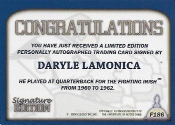 2003-09 TK Legacy Notre Dame Fighting Irish - Fighting Irish Signature Edition #FI86 Daryle Lamonica Back