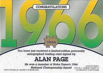 2003-09 TK Legacy Notre Dame Fighting Irish - National Championship Autographs #1966A Alan Page Back