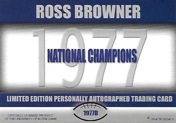 2003-09 TK Legacy Notre Dame Fighting Irish - National Championship Autographs #1977D Ross Browner Back