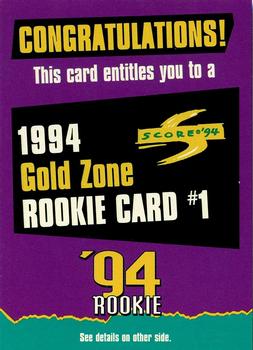 1994 Score - Gold Zone Rookie Redemptions #1 1994 Gold Zone Rookie Card #1 Front