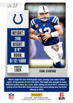 2018 Panini Contenders #58 Andrew Luck Back