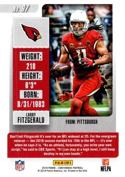 2018 Panini Contenders #97 Larry Fitzgerald Back